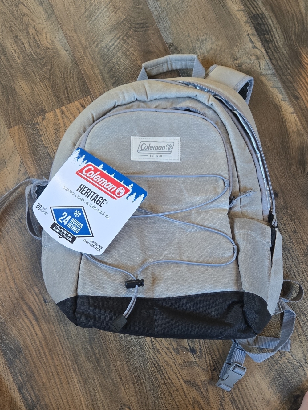 Coleman Heritage Gray And Black Canvas Backpack Cooler